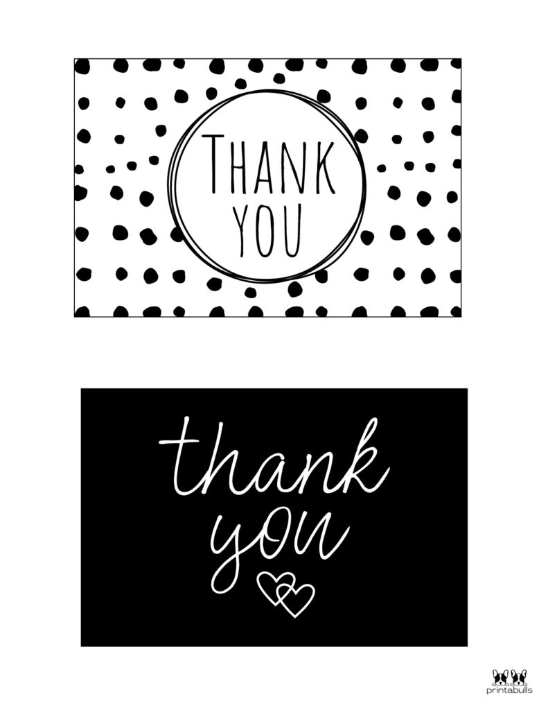 150+ Printable Thank You Cards - Free | Printabulls in Free Printable Thank You Cards Black And White