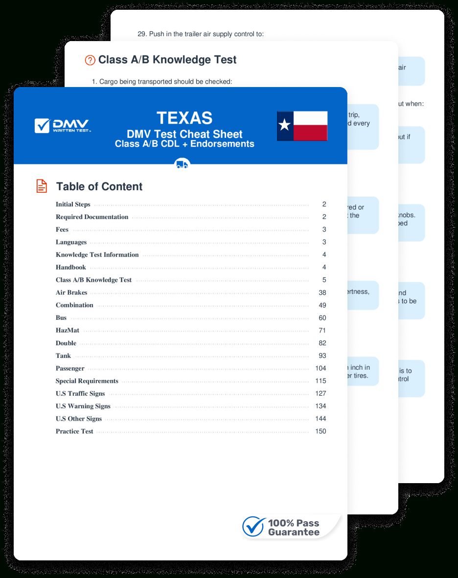 2025 Texas Dmv Cdl Permit Test Cheat Sheet. 99% Pass Rate! for Texas Cdl Test Questions and Answers Printable