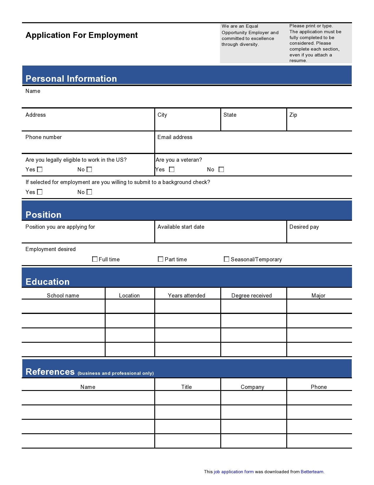27 Basic Employment Application Templates [Free] pertaining to Printable Generic Application For Employment
