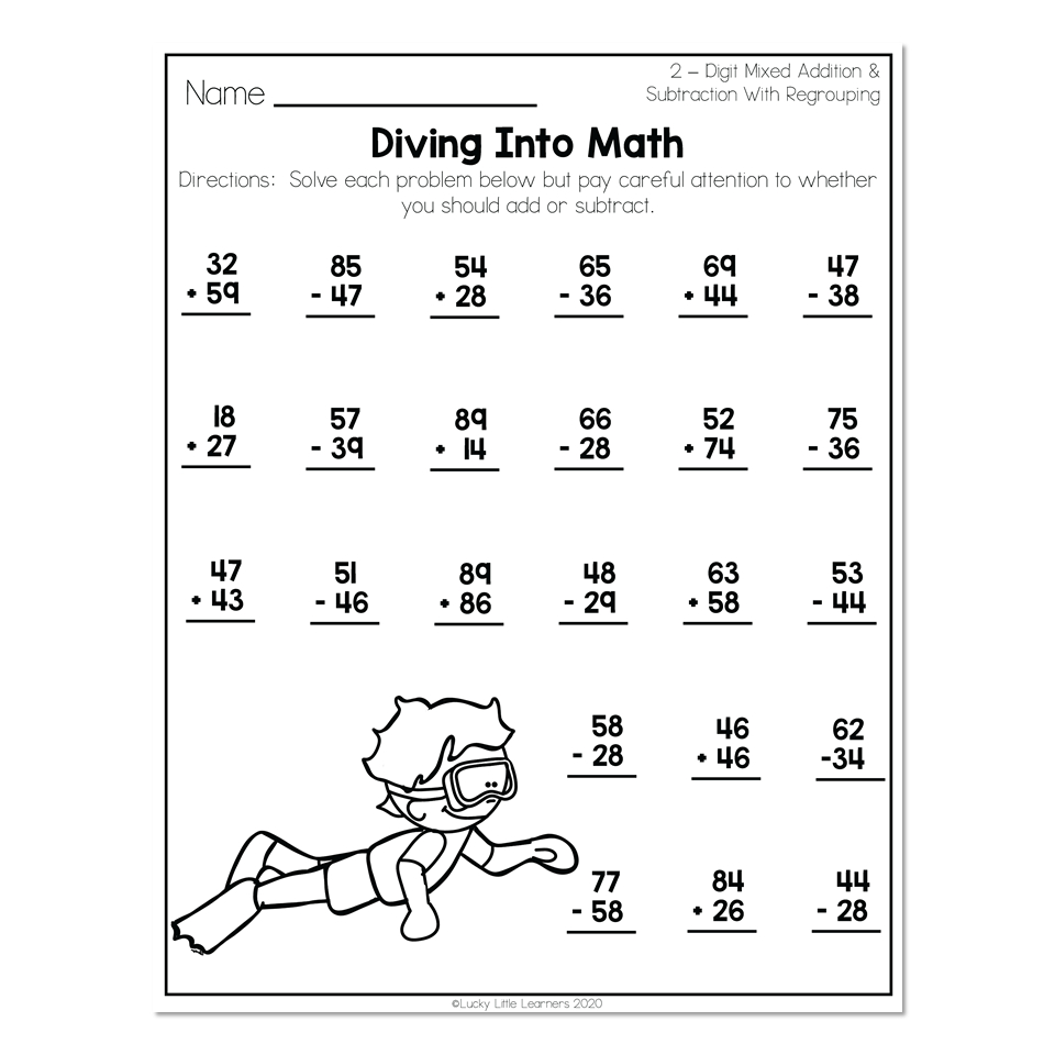 2Nd Grade Math Worksheets - 2-Digit Mixed Addition And Subtraction throughout Printable Math Sheets For 2Nd Graders