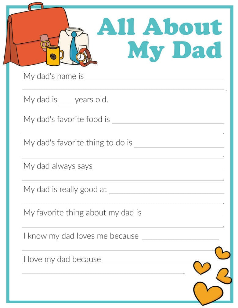 3 Free &amp;quot;All About My Dad&amp;quot; Printables intended for All About My Dad Printable Free