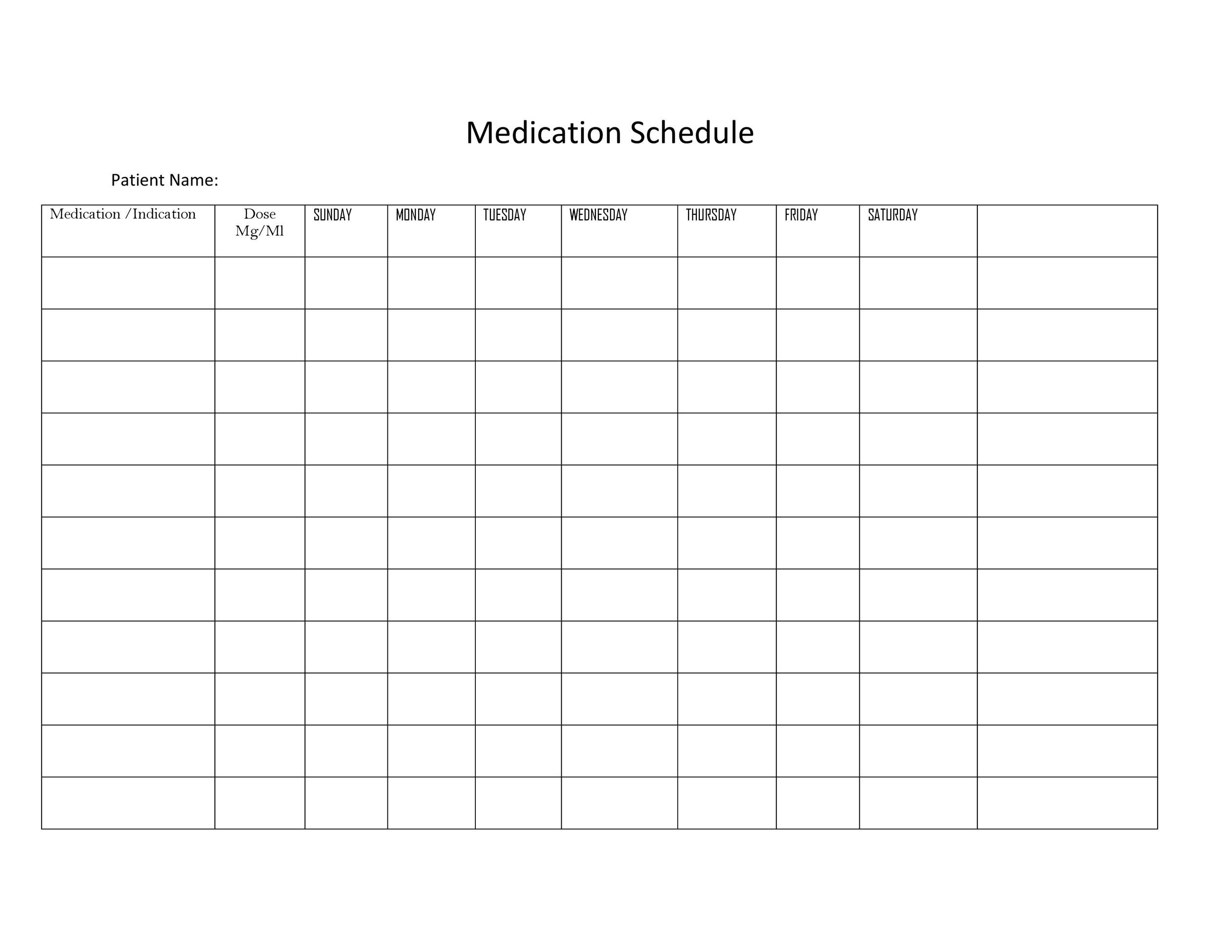 40 Great Medication Schedule Templates (+Medication Calendars) for Free Daily Medication Chart Printable