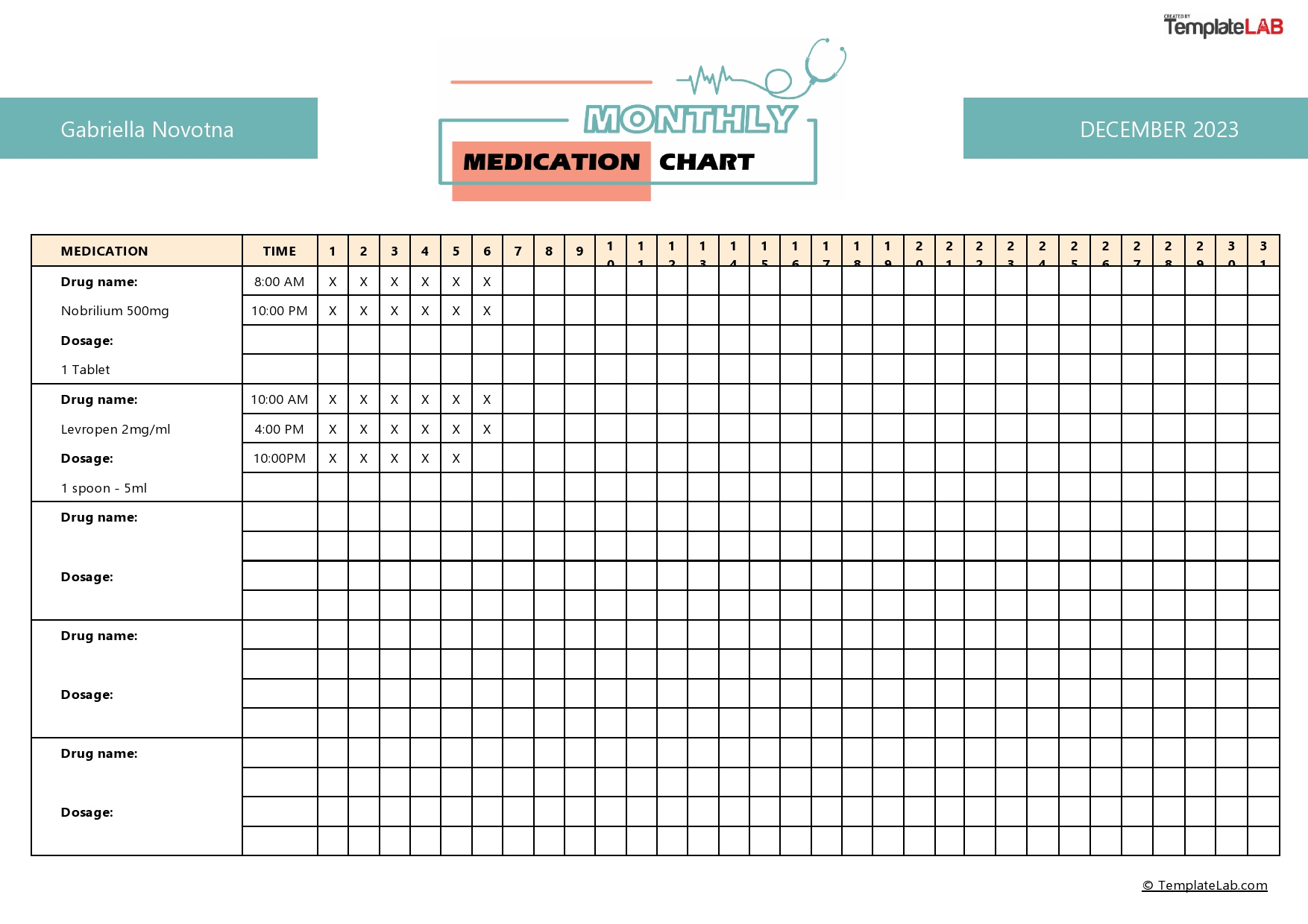 40 Great Medication Schedule Templates (+Medication Calendars) in Home Use Printable Medication Chart