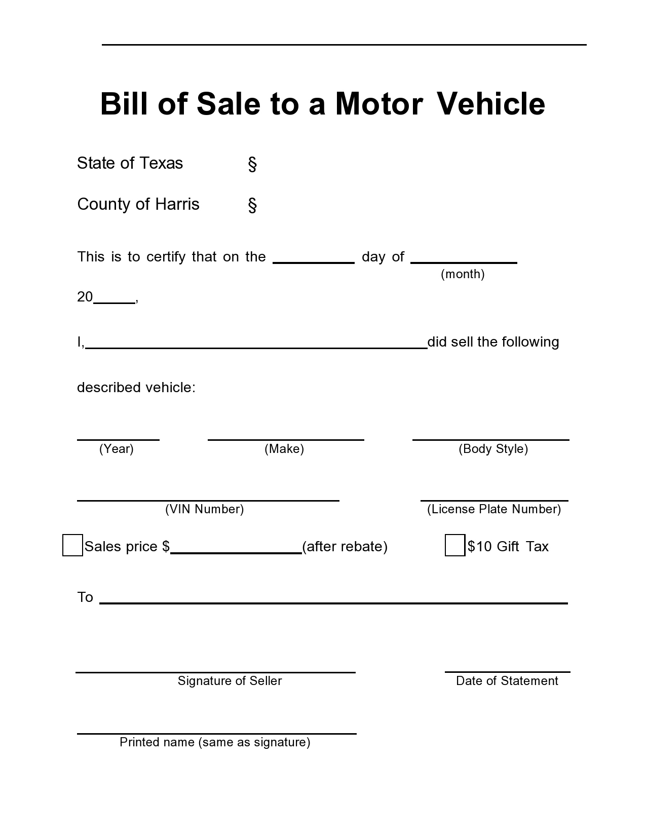 40 Printable Bill Of Sale For A Car Samples [Word, Pdf] inside Printable Bill Of Sale For A Car
