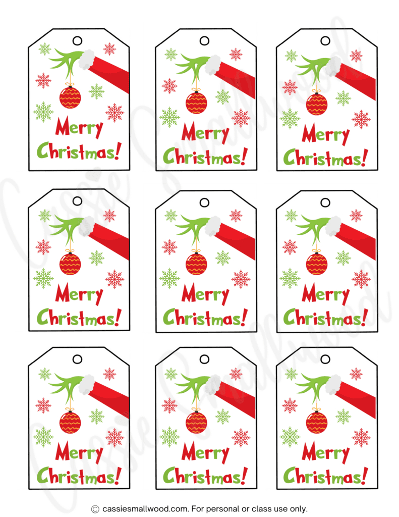 400+ Cutest Printable Christmas Tags (Free Pdf) - Cassie Smallwood regarding Free Printable Christmas Gift Tags