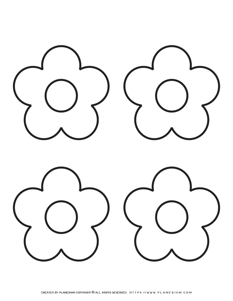 5 Petal Flower Template - Four Flowers | Planerium - Worksheets intended for 5 Petal Flower Template Free Printable