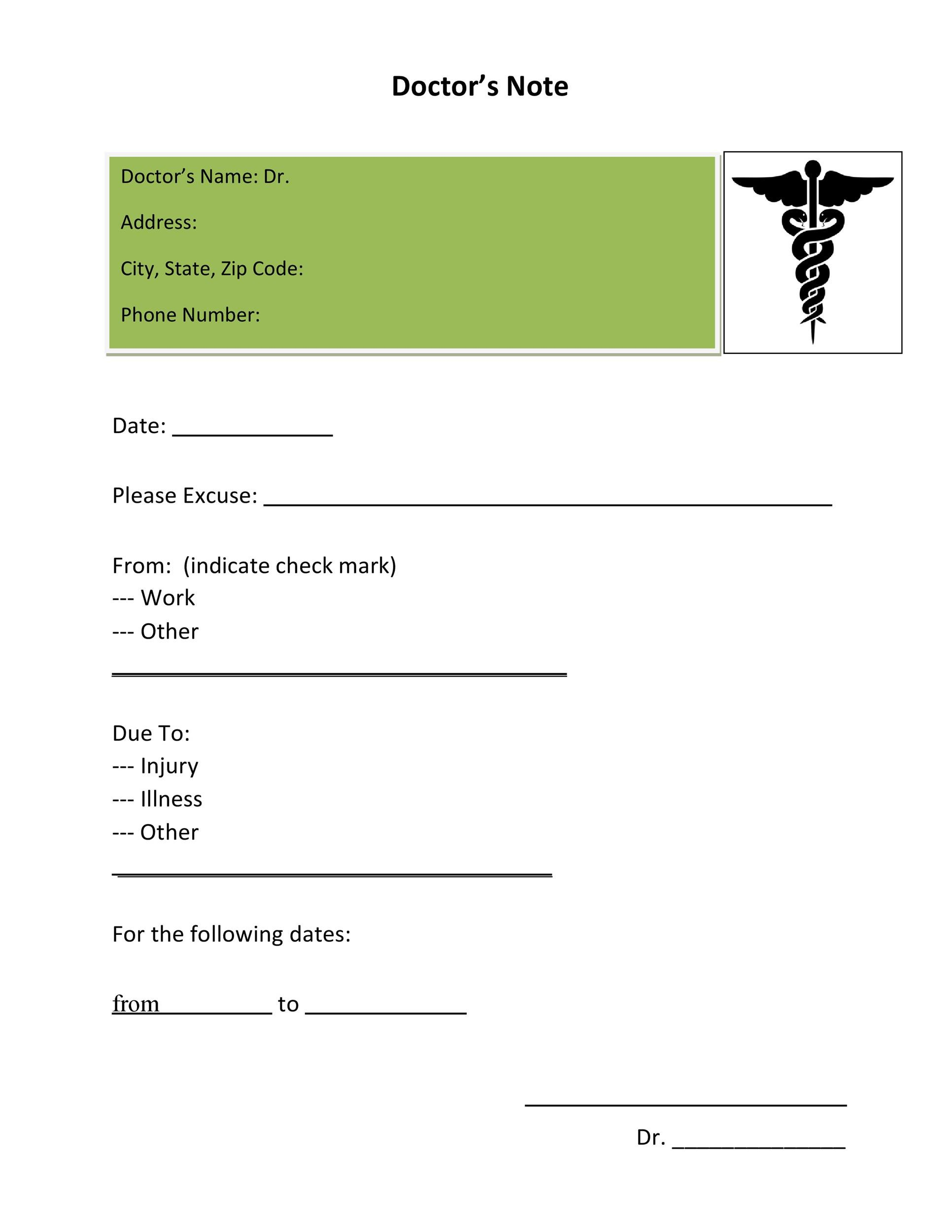 50+ Free Doctor Note Templates [For Work Or School] inside Fake Doctors Note Free Printable