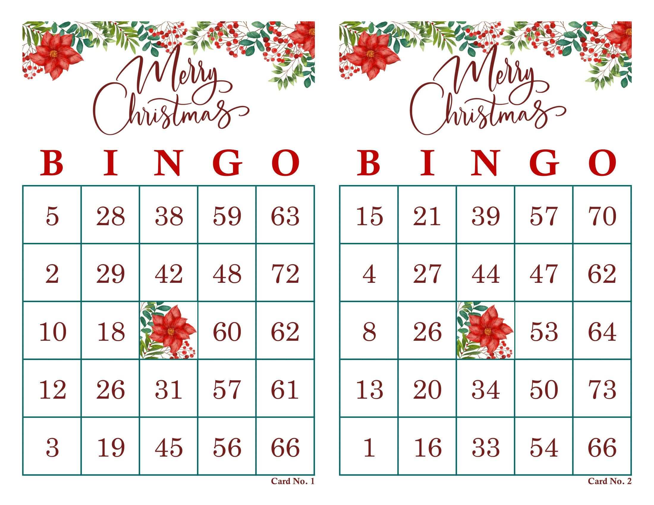 500 Printable Christmas Bingo Cards Pdf Download, 2 Per Page throughout Free Printable Christmas Bingo Cards 1 75