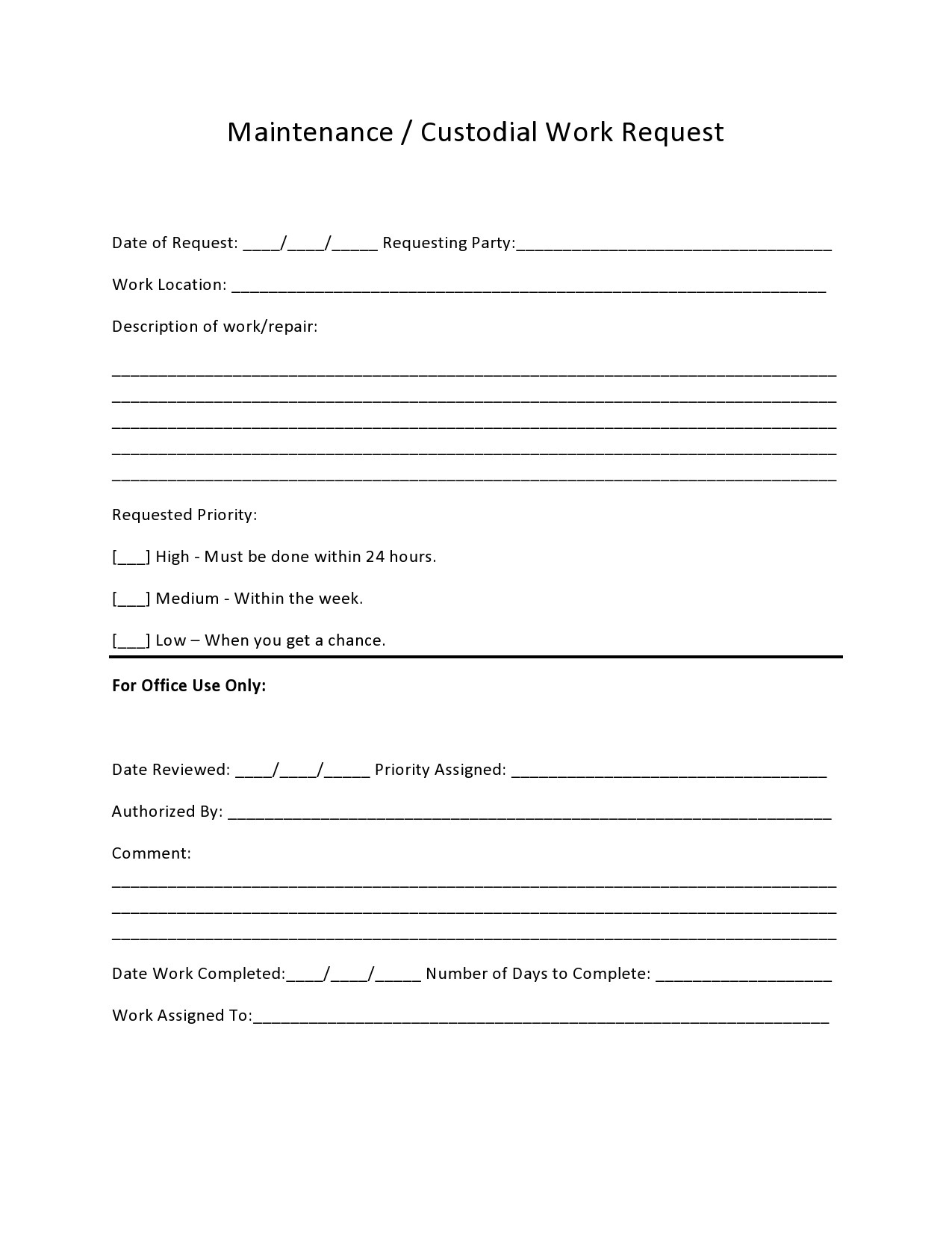 54 Maintenance Request Form Templates [Free] ᐅ Templatelab in Free Printable Maintenance Request Form Template