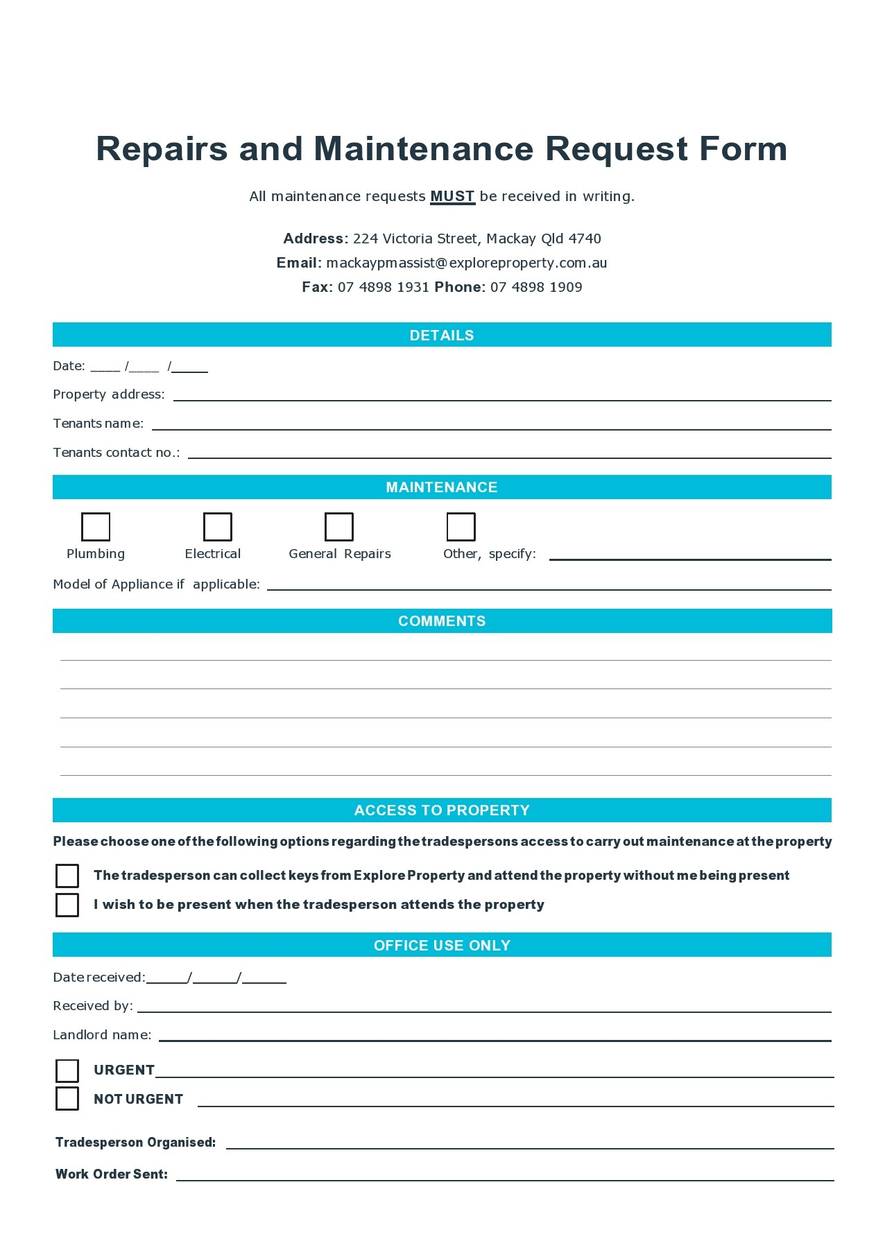 54 Maintenance Request Form Templates [Free] ᐅ Templatelab pertaining to Free Printable Maintenance Request Form Template
