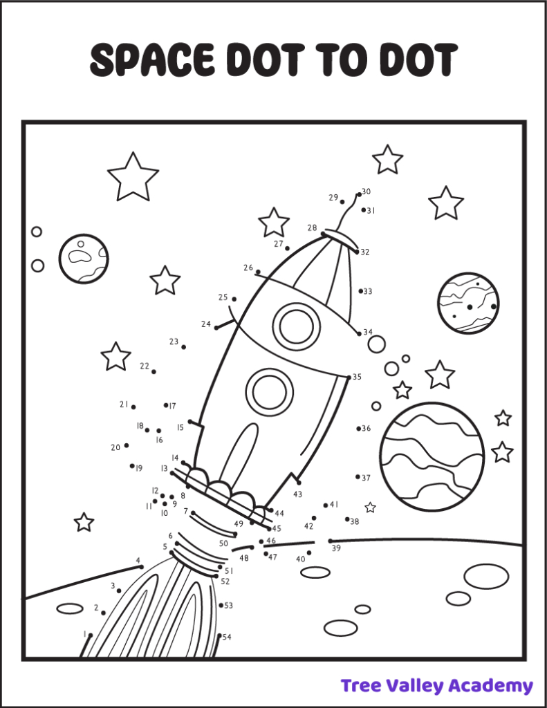 8 Space Dot To Dot Coloring Pages - Tree Valley Academy with regard to Connect the Dots Free Printable