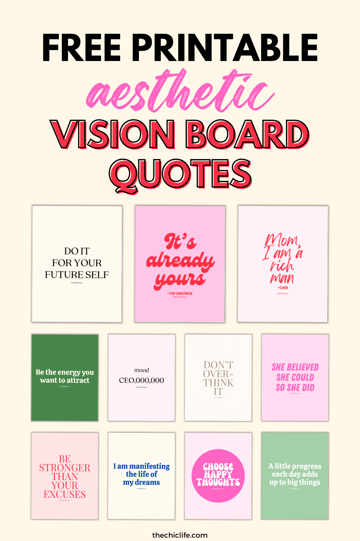 Aesthetic Vision Board Quotes 2025 (Free Printable Of Beautiful pertaining to Free Vision Board Printables