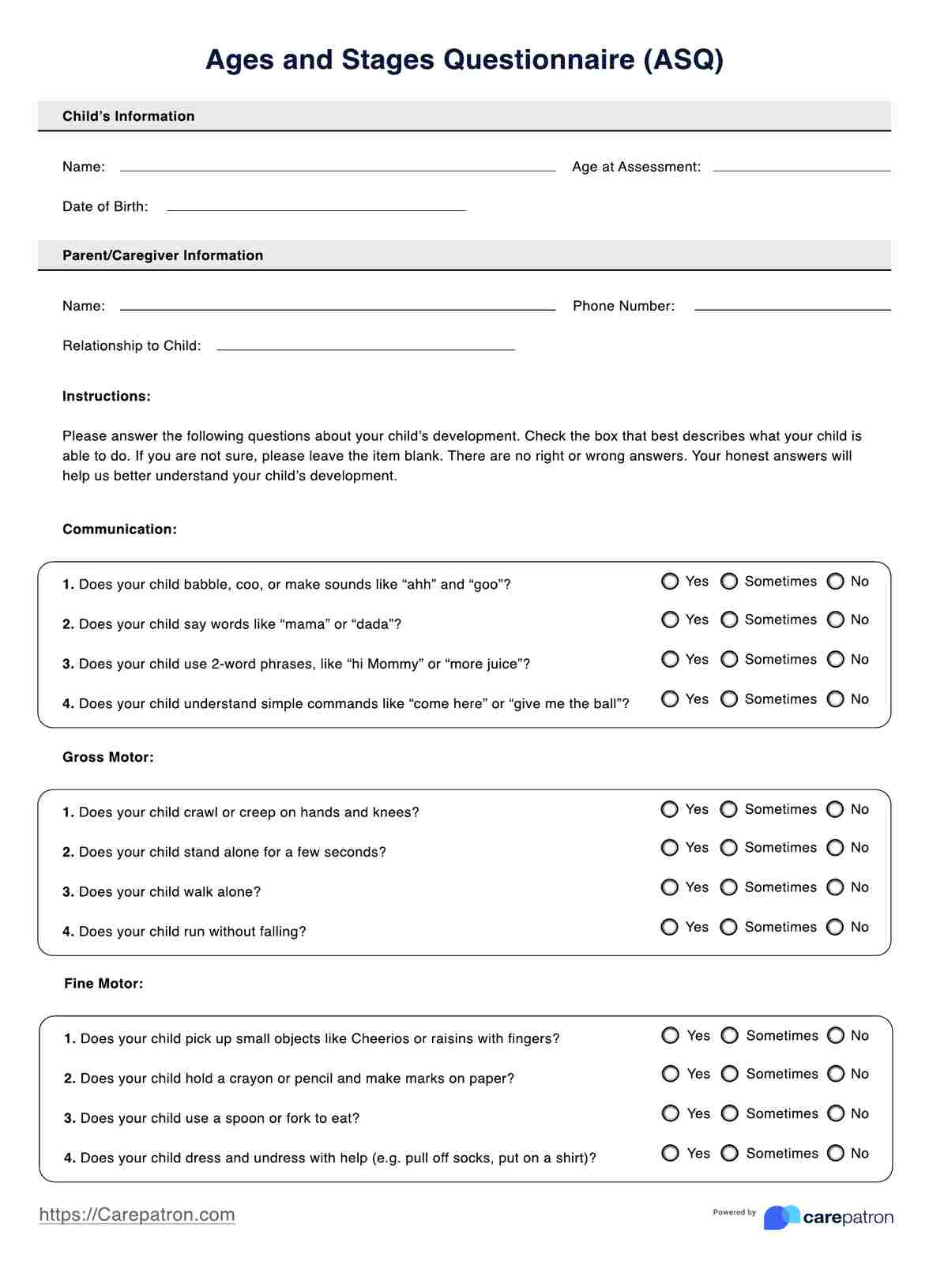 Ages And Stages Questionnaire intended for Ages And Stages Questionnaire Printable
