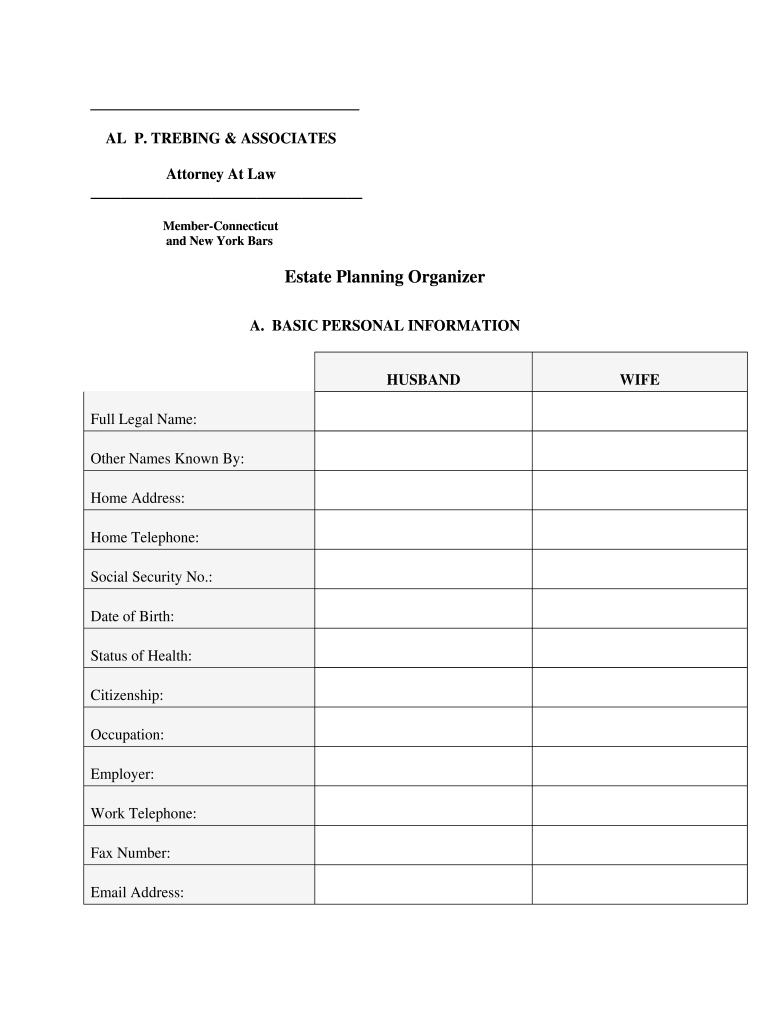 Al P Trebing Associates Estate Planning Form - Fill Online inside Printable Estate Planning Checklist