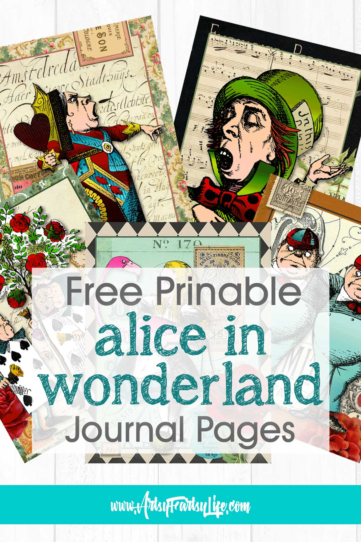 Alice In Wonderland Journal Pages - Free Printable ยท Artsy Fartsy Life pertaining to Free Alice in Wonderland Printables