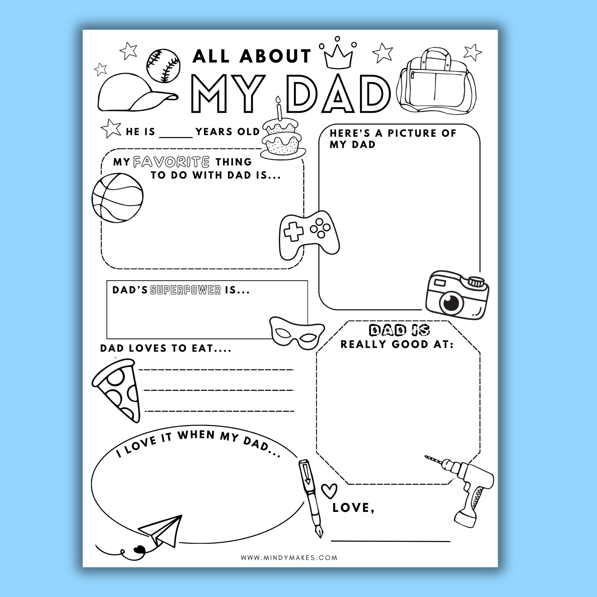 All About Dad Free Printable Pdf - Mindymakes for All About My Dad Printable Free