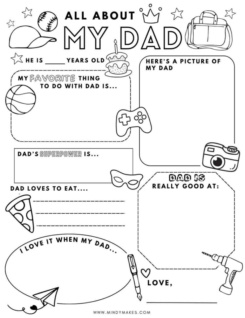 All About Dad Free Printable Pdf - Mindymakes throughout All About Dad Free Printable