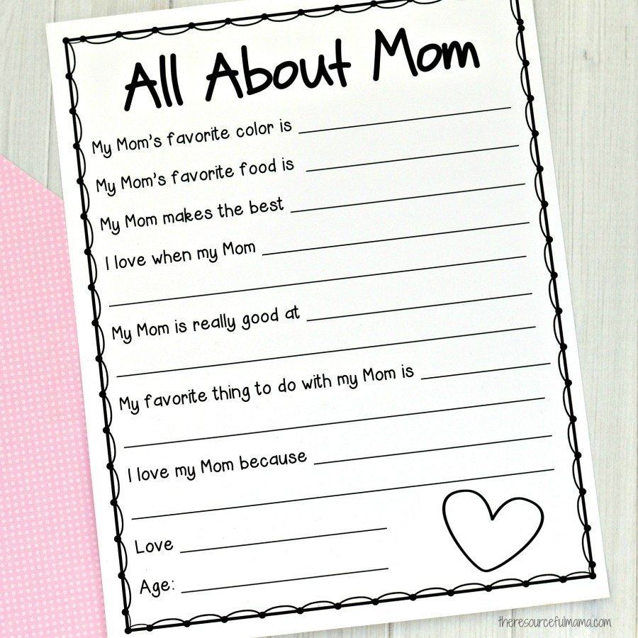 All About Me Mother'S Day Survey {Free Printable For Kids} - The with All About My Mom Printable