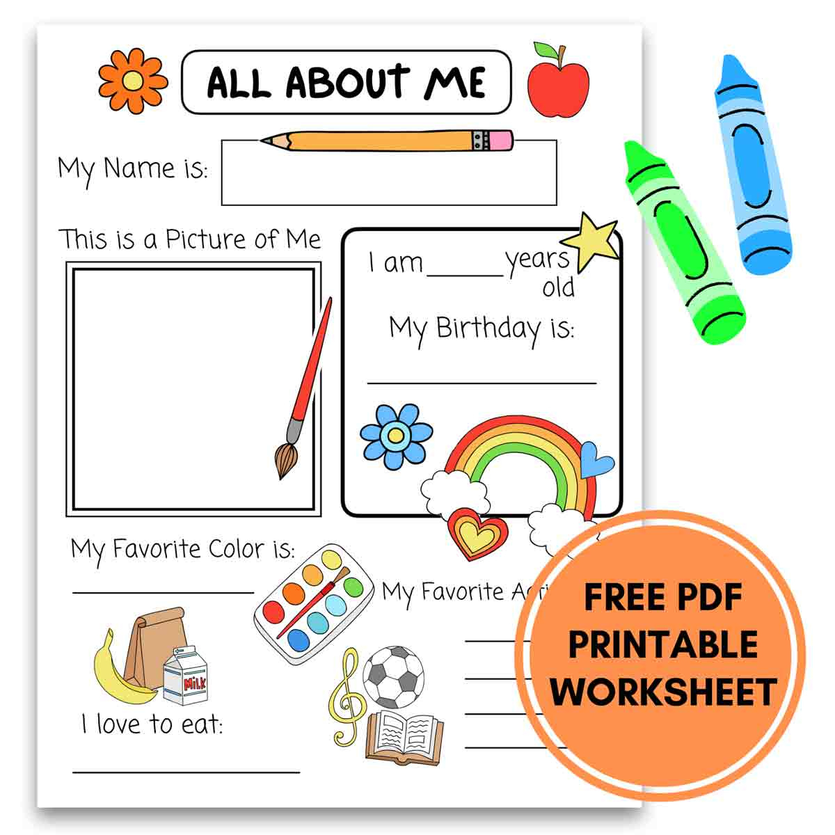 All About Me Printable Preschool Worksheet (Free Pdf) - Mindymakes throughout All About Me Free Printable