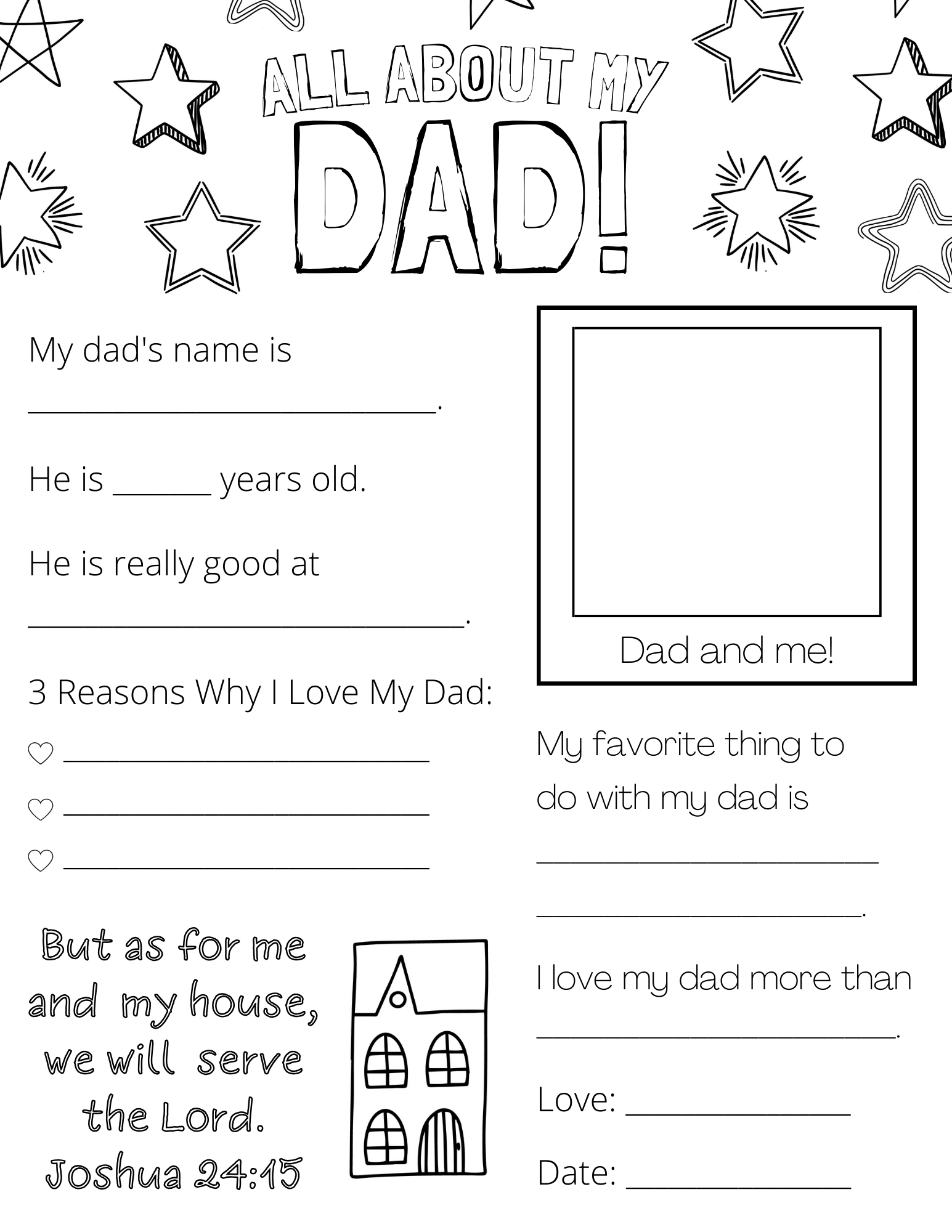 All About My Dad (Papa, Grandpa) Free Printable - Out Upon The Waters in All About Dad Free Printable
