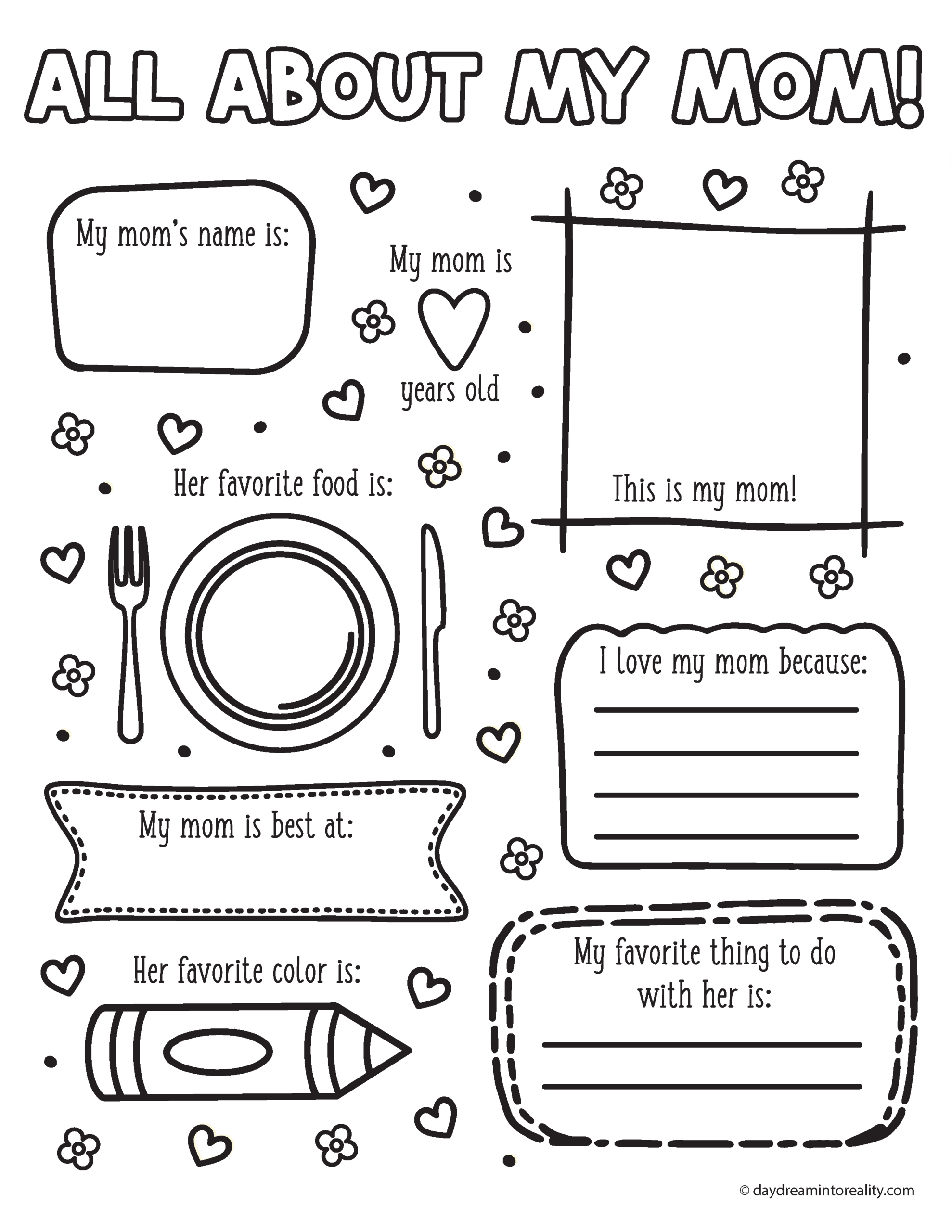 All About My Mom | Free Pdf Printable! ~ Daydream Into Reality within All About My Mom Free Printable