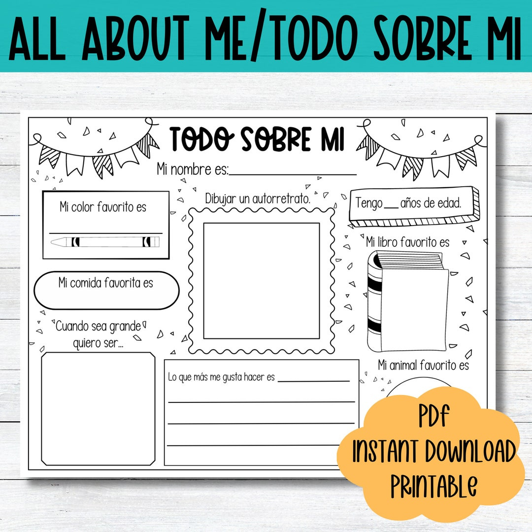 Arbeitsblatt Spanisch Alles Über Mich Printable Todo Sobre Mi throughout Todo Sobre Mi Free Printable