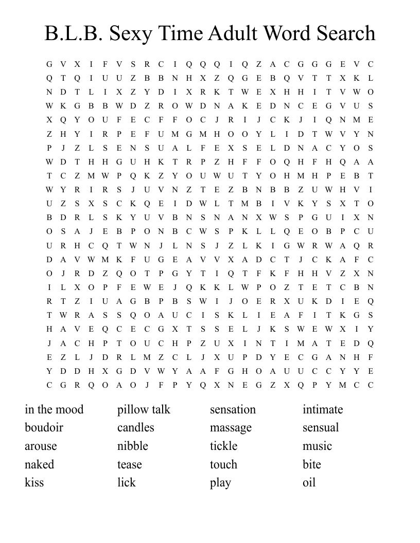 B.l.b. Sexy Time Adult Word Search - Wordmint throughout Free Printable Adult Word Searches