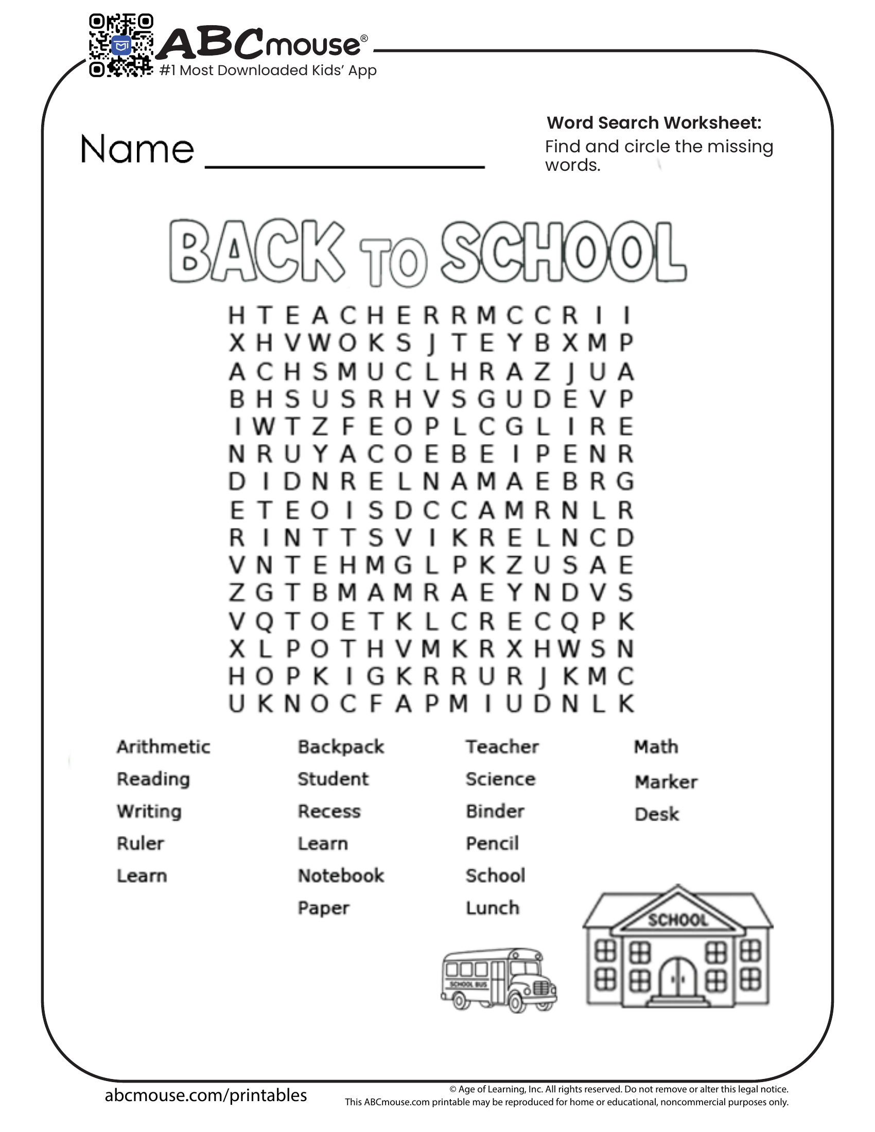 Back To School Worksheets For Kids | Abcmouse pertaining to Free Printable Activity Sheets