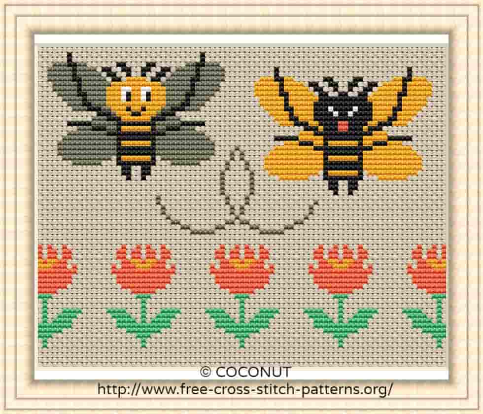 Bee, Free And Easy Printable Cross Stitch Pattern inside Free Printable Cross Stitch Charts