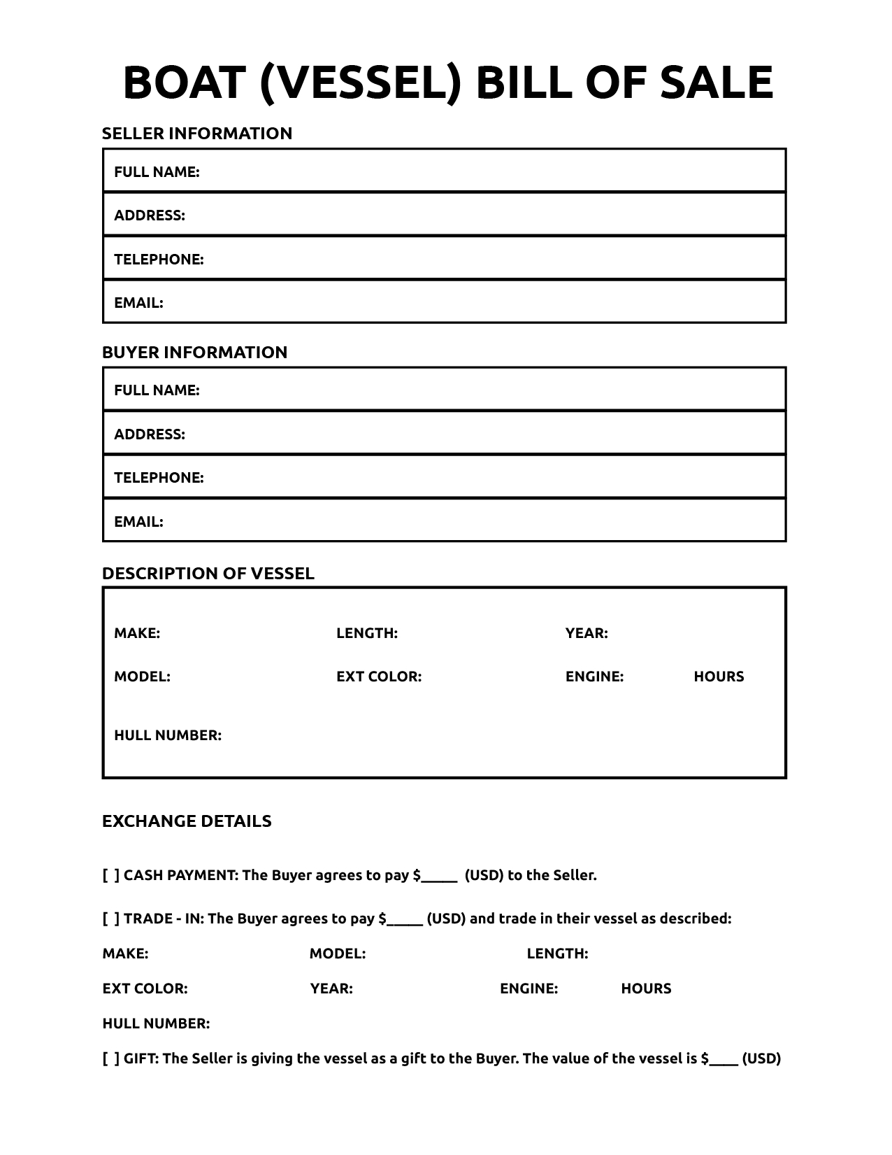 Bill Of Sale For Boat - World Of Printables intended for Printable Bill Of Sale For Boat