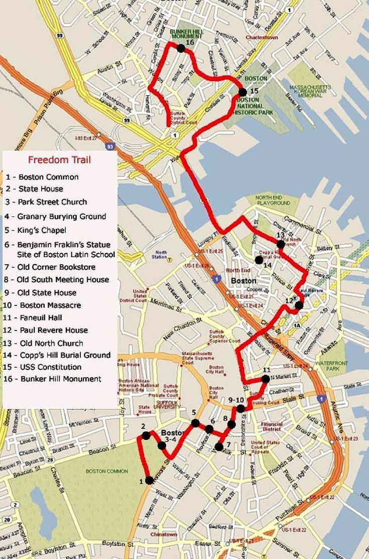Boston Freedom Trail Map in Printable Map of Boston Freedom Trail