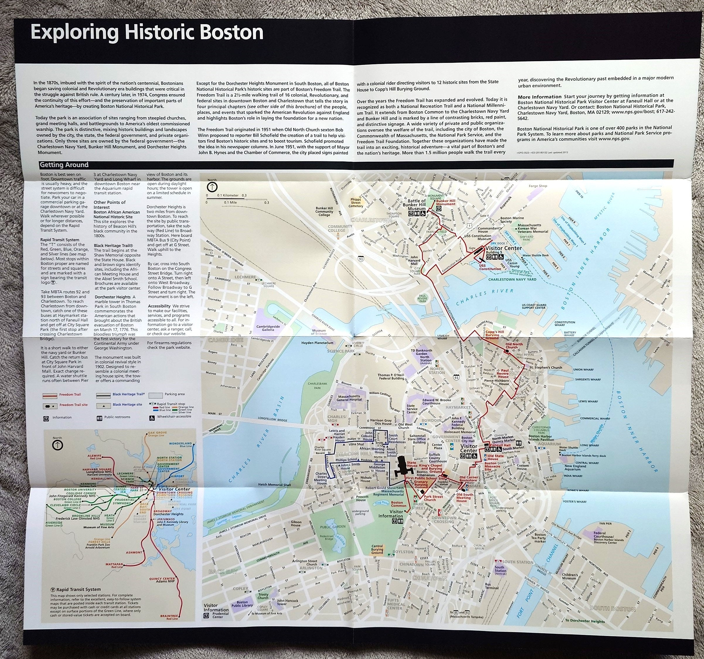 Boston National Historical Park Freedom Trail Official Nps Guide inside Printable Map of Boston Freedom Trail