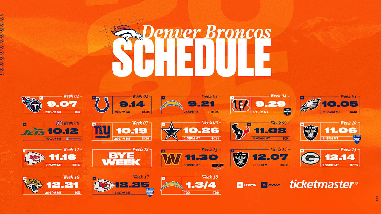 Broncos' 2025 Schedule Announced inside Denver Broncos Football Schedule Printable