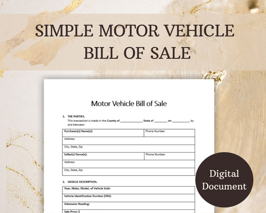Car Bill Of Sale As-Is Template | Sofortiger Digitaler Download with Car Bill of Sale Printable