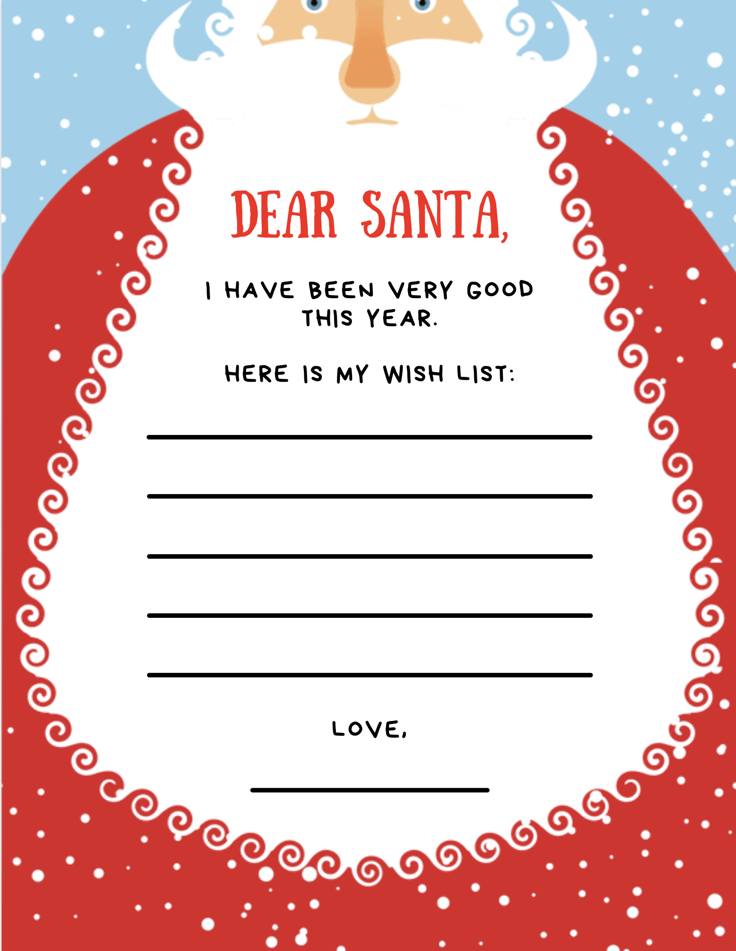 Christmas List Template {9 Free Gorgeous Printables!} - Make Life pertaining to Printable Santa Claus Wish List