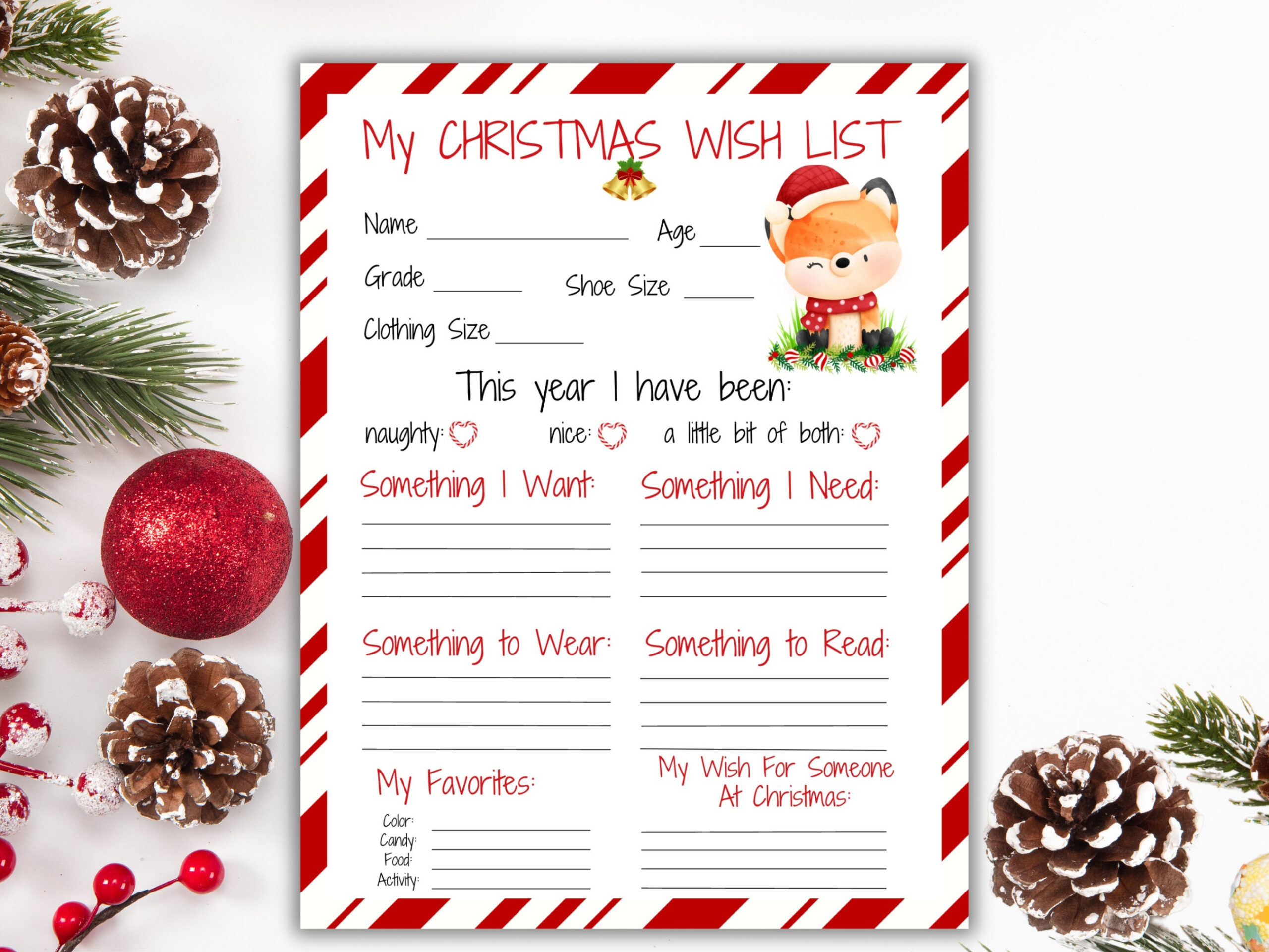 Christmas Wish List Printable, Letter To Santa Printable, Holiday with Printable Santa Claus Wish List