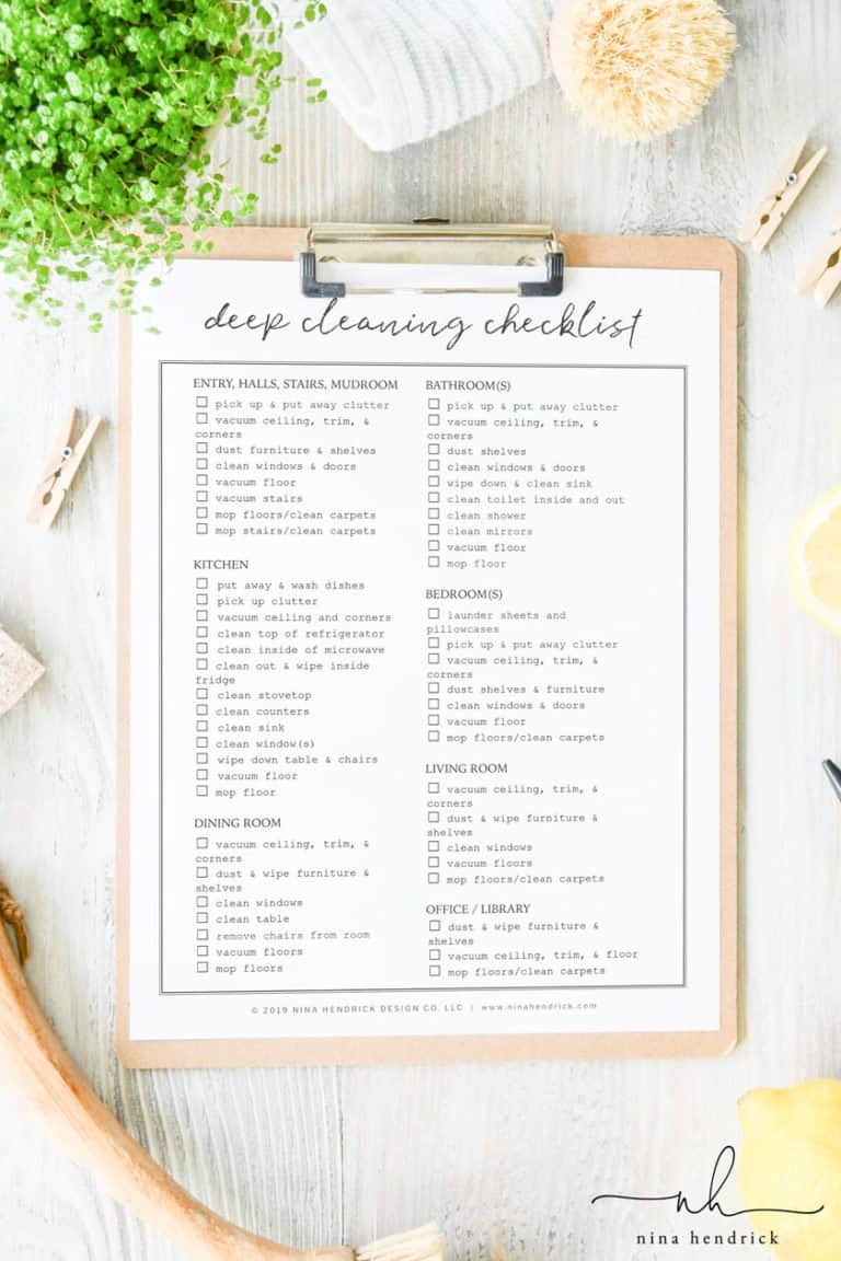 Cleaning Checklist For Your Whole House: Free Printable Template with Free Printable House Cleaning Checklist