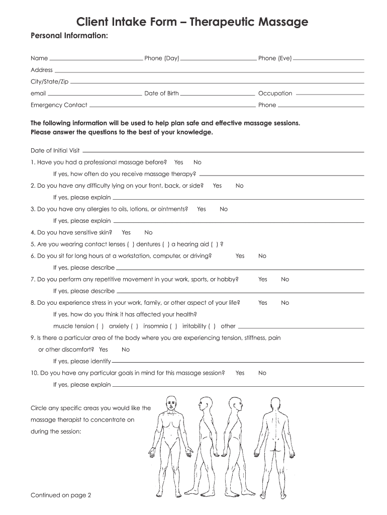 Client Intake Form Formrapeutic Massage - Fill Online, Printable for Free Printable Massage Intake Forms