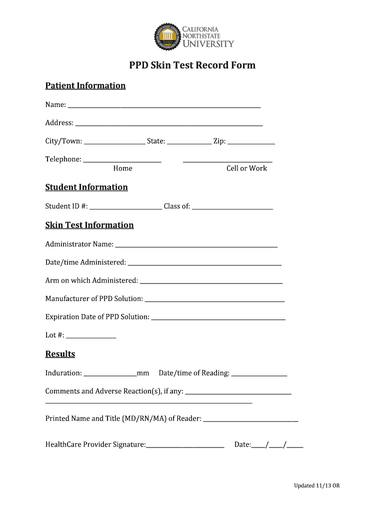 Cnucop Ppd Skin Test Record Form - Fill Online, Printable intended for Blank Free Printable Tb Test Form