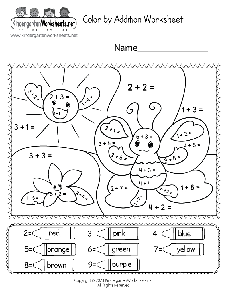Coloraddition Worksheet - Free Printable, Digital, & Pdf inside Free Math Printables For Kindergarten