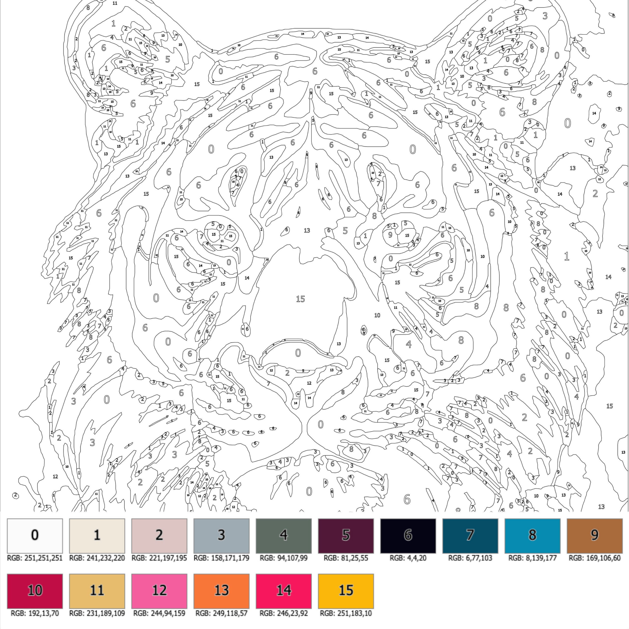 Colornumber For Adult, Paintnumber Printable,Wild Animal regarding Printable Paint By Numbers For Adults