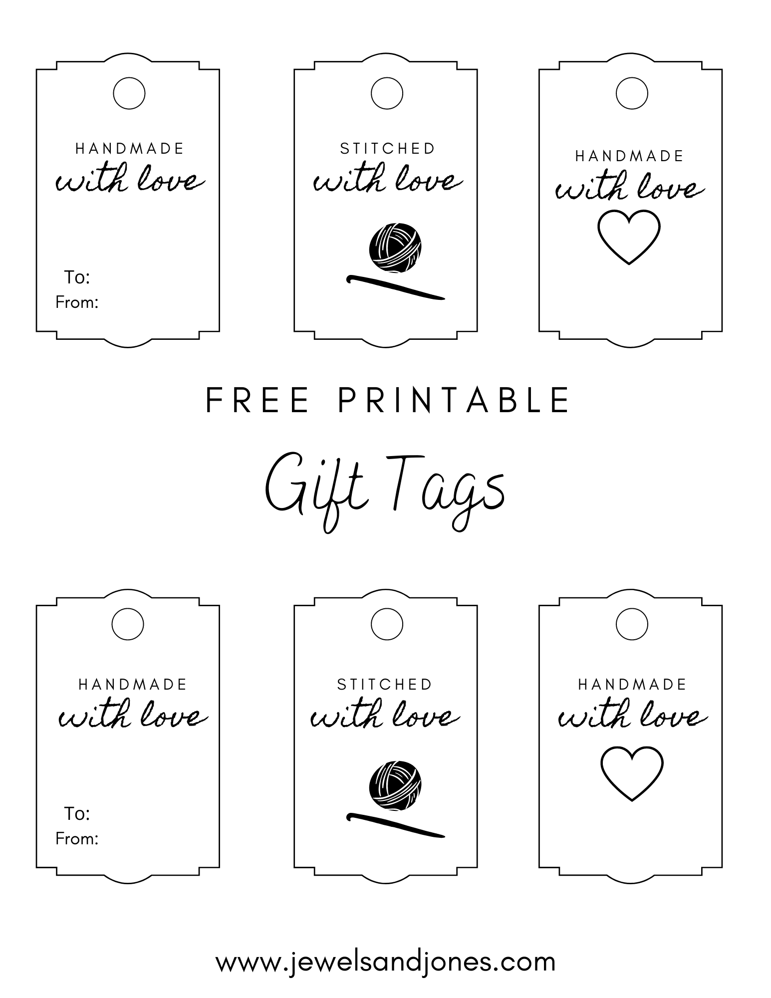 Crochet Gift Tags - Free Printable - Jewels And Jones with Handmade Free Printable Gift Tags Printable