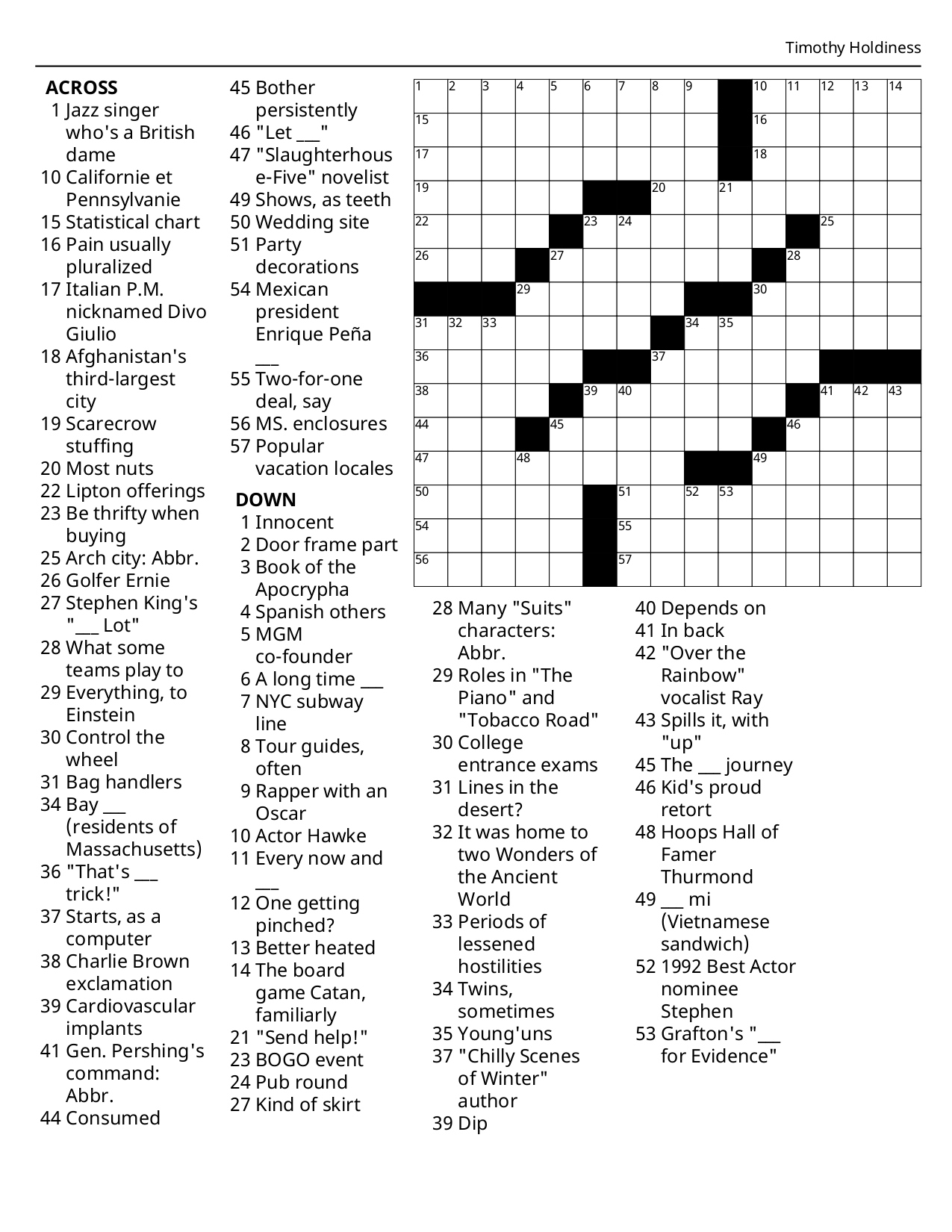 Crossword Puzzles | The Bogalusa Daily News in Daily Printable Crossword Puzzles Free