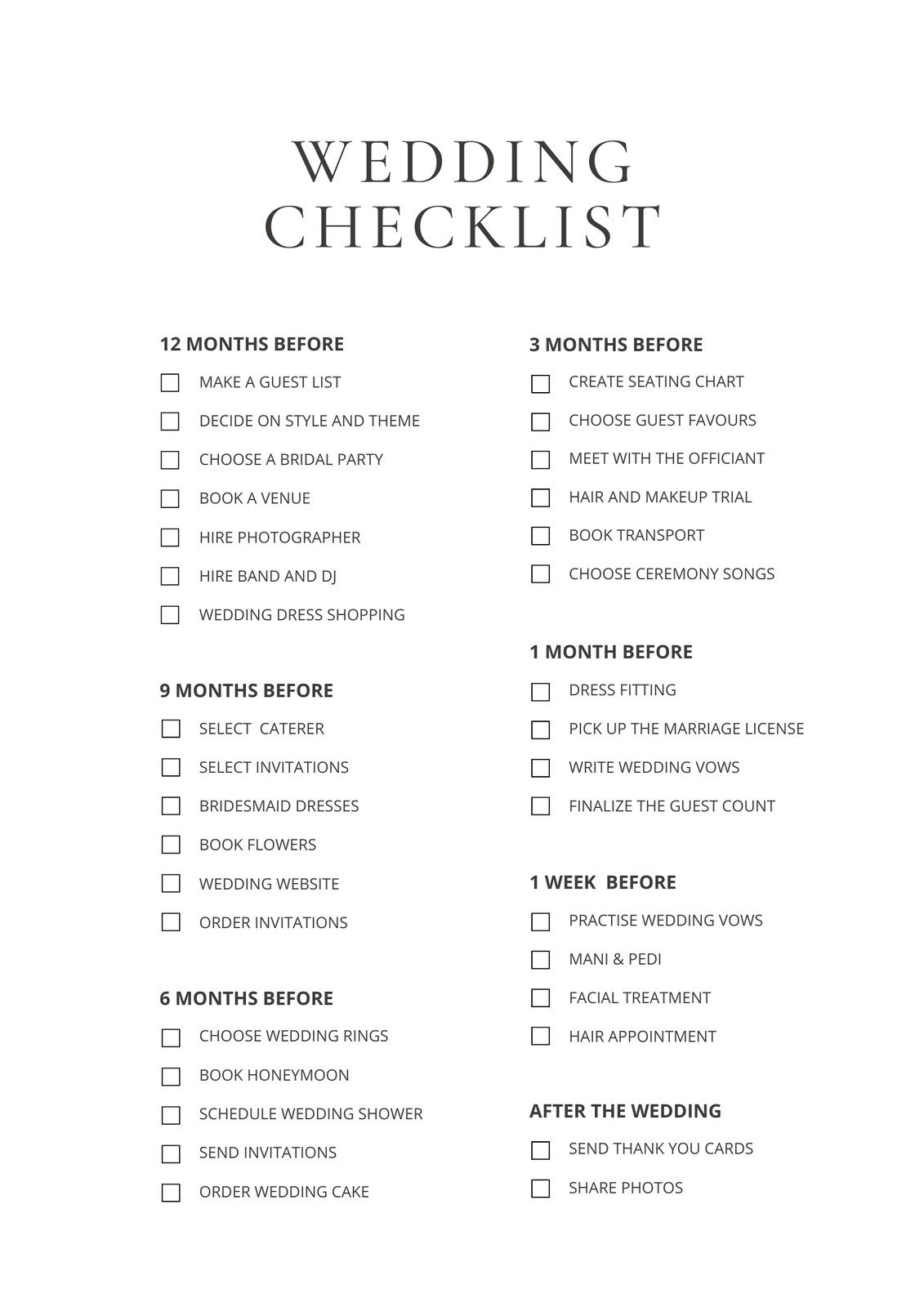Customize 204+ Wedding Checklists Templates Online - Canva inside Free Printable Wedding Coordinator Checklist