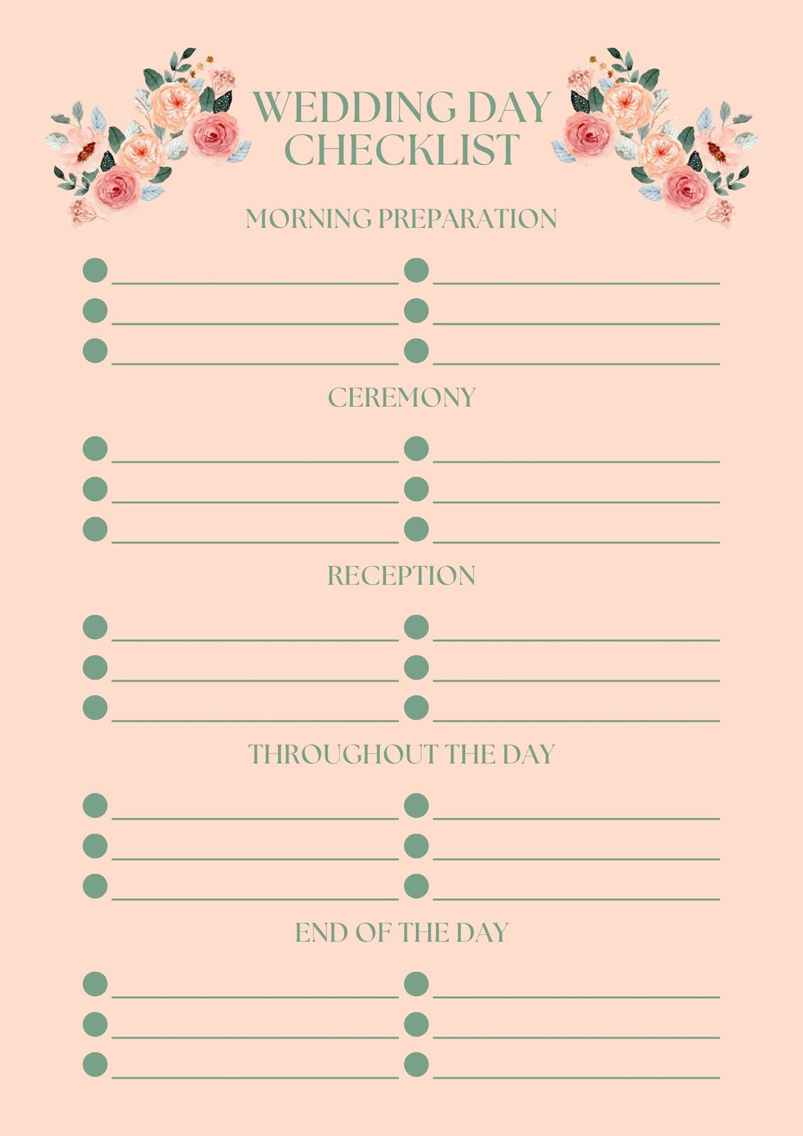 Customize 204+ Wedding Checklists Templates Online - Canva throughout Free Printable Wedding Coordinator Checklist