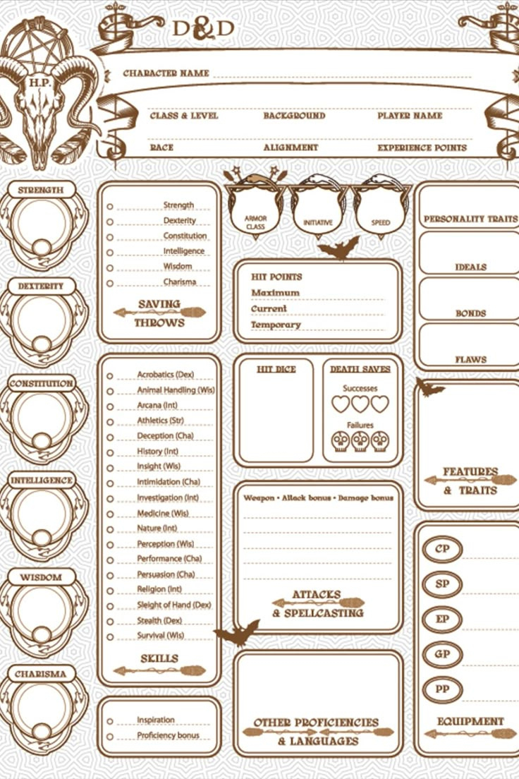 Customize Your Dnd Character With Our Printable 5E Character Sheet regarding D&D Printable Character Sheet