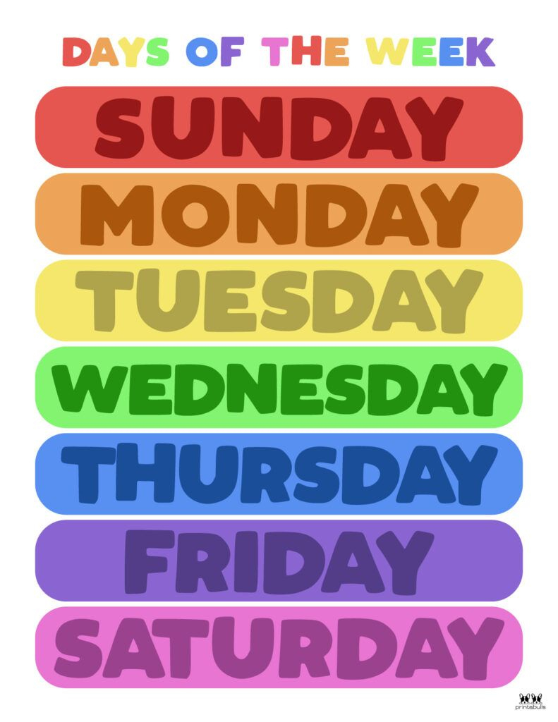 Days Of The Week Worksheets & Printables - 50 Free Pages | Printabulls intended for Free Printable Days of the Week