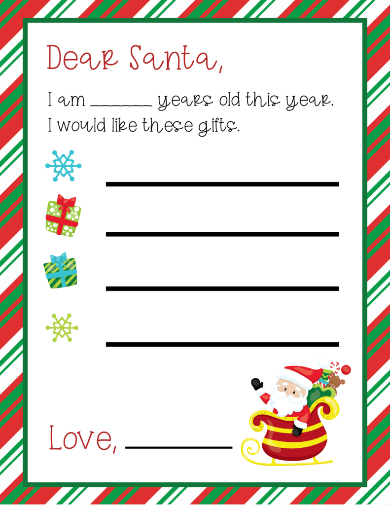 Dear Santa Wish List Printable: Free Downloadable Template For for Santa Claus Wish List Printable