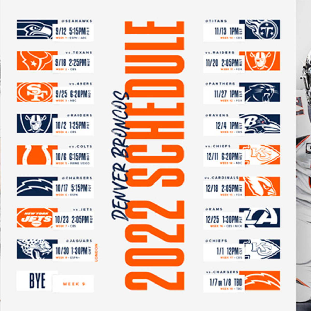 Denver Broncos Schedule 2022 - Athlon Sports intended for Denver Broncos Football Schedule Printable