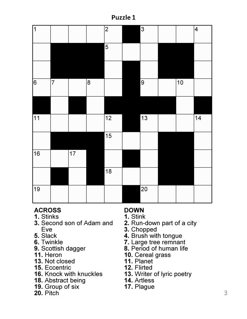 Digital Download 100 Printable Crossword Puzzles For Adults, Fun inside Printable Crossword Puzzles For Adults